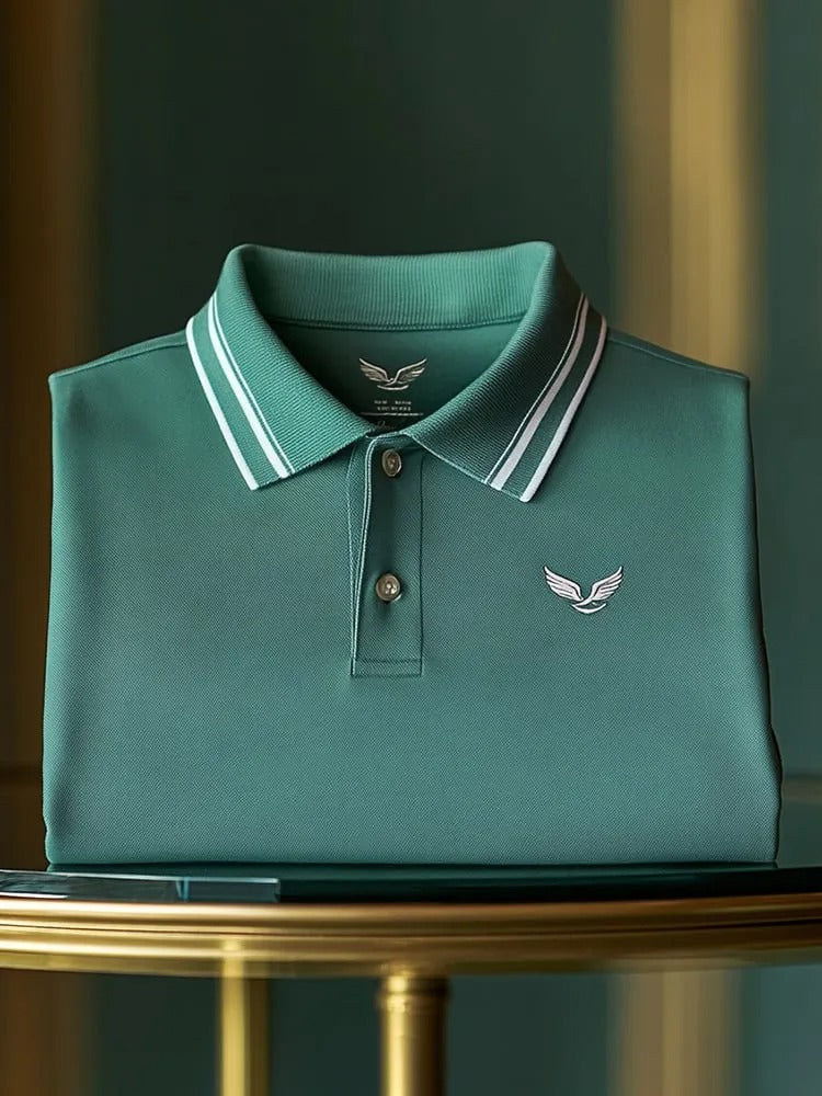 Trylly Premium Teal Green Solid Polo T-Shirt for Men | Elegant Minimal Smart Fit Tee