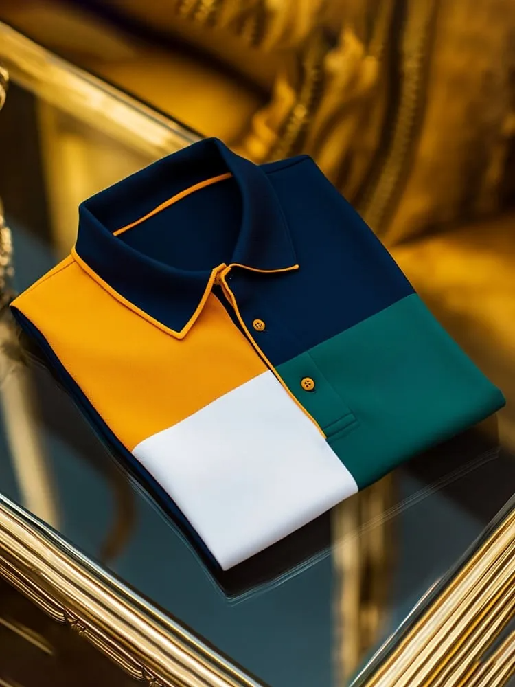 Trylly Premium Multicolor Colorblock Polo T-Shirt for Men | Stylish Modern Smart Fit Tee