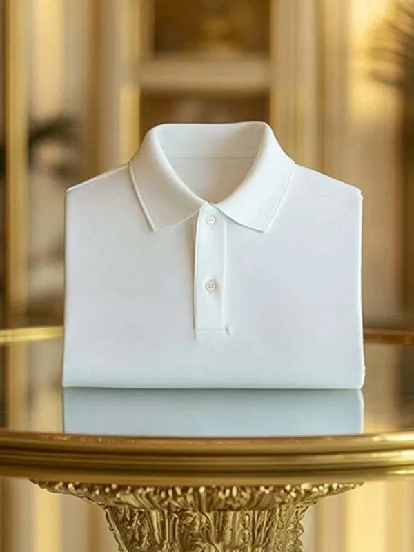 Trylly Premium Solid White Polo T-Shirt for Men | Classic Minimal Smart Fit Tee