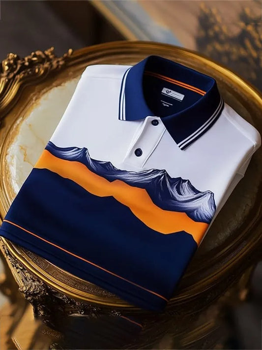 Trylly Premium White Navy Graphic Polo T-Shirt for Men | Stylish Modern Casual Smart Fit Tee