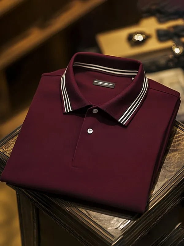 Trylly Premium Maroon Solid Polo T-Shirt for Men | Elegant Minimal Smart Fit Tee