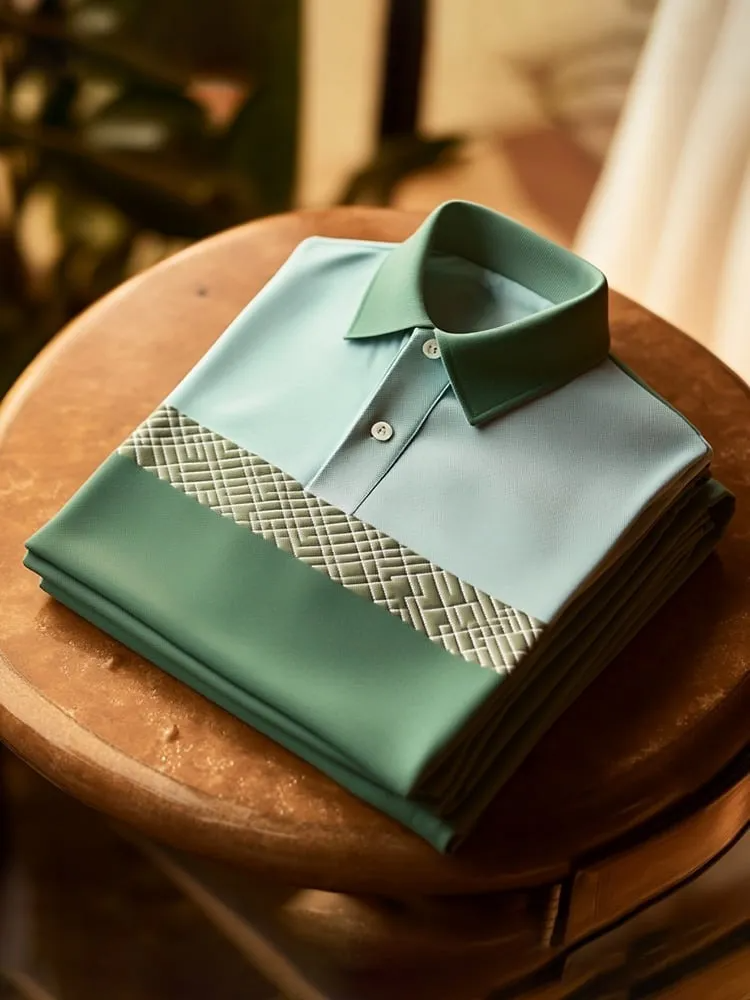 Trylly Premium Mint Green Textured Polo T-Shirt for Men | Stylish Modern Smart Fit Tee